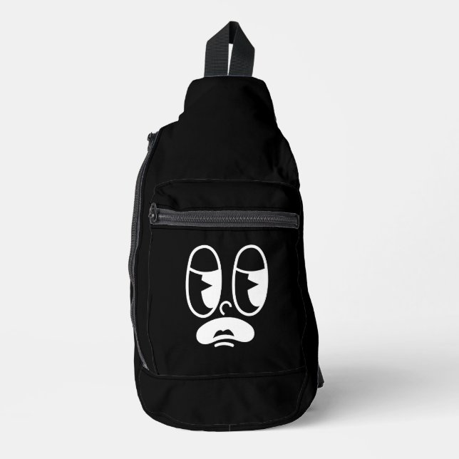 Benommener Glitch-Gesicht Crossbody Bag (Vorderseite)