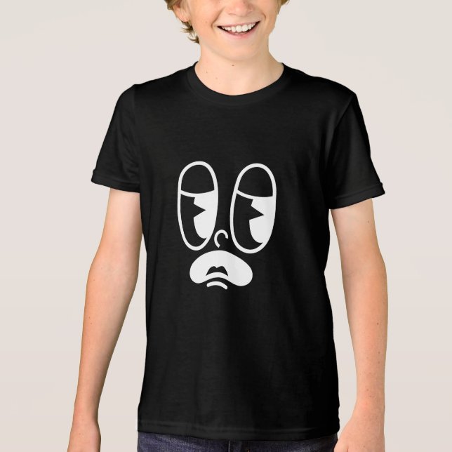 Benommener Glitch-Gesicht Tri-Blend Shirt (Vorderseite)