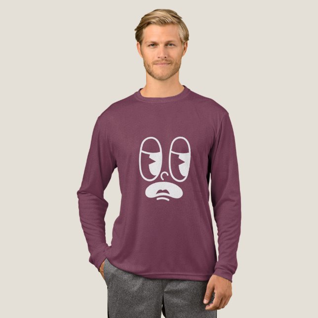 Benommener Glitch-Gesicht Tri-Blend Shirt (Volle Vorderseite)
