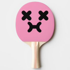 Benommenes Schmollendes Gesicht Hellrosa Ping-Pong Tischtennis Schläger
