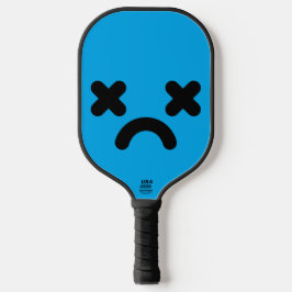 Benommenes trauriges Gesicht Blau Pickleball Schläger
