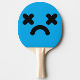 Benommenes trauriges Gesicht Blau Tischtennis Schläger
