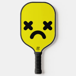 Benommenes trauriges Gesicht Gelb Pickleball Schläger
