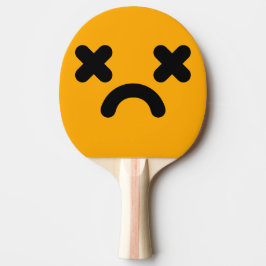 Benommenes trauriges Gesicht Orange Tischtennis Schläger