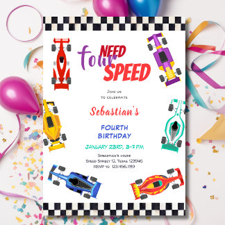 Benötigen Sie vier Speed Rennwagen vierten Kinderg Einladung