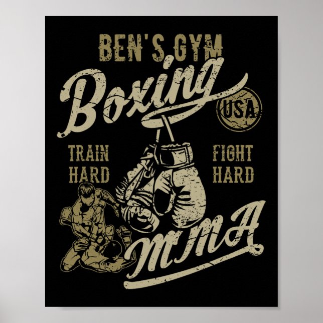 Ben's Gym Boxing Mixed Martial Arts Retro Design f Poster (Vorne)