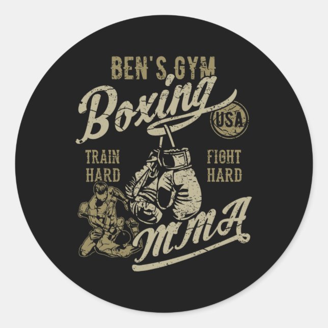 Ben's Gym Boxing Mixed Martial Arts Retro Design f Runder Aufkleber (Vorderseite)