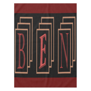 Bens Name in Kunstform Farben rot schwarzes Gold Tischdecke