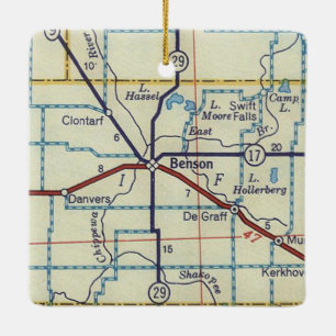 Benson Minnesota Vintage Karte Keramikornament