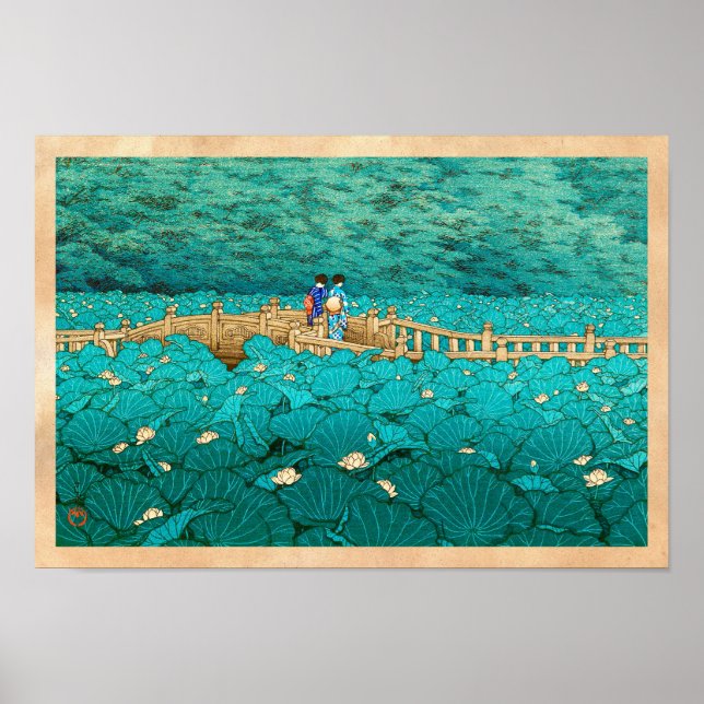 Benten Pond in Shiba Kawase Hasui japanische Lands Poster (Vorne)