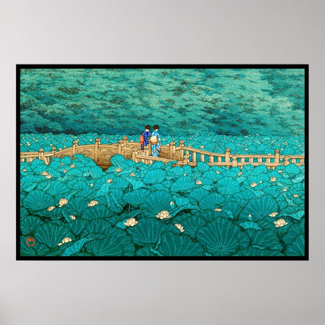 Benten Pond in Shiba Kawase Hasui japanische Lands Poster (Vorne)