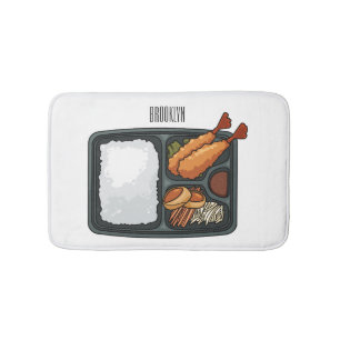 Bento Cartoon Illustration Badematte