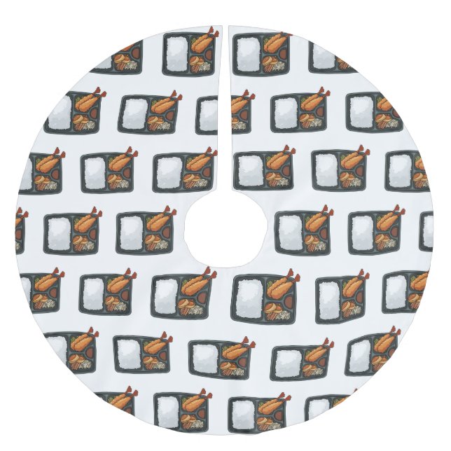 Bento Cartoon Illustration Polyester Weihnachtsbaumdecke (Vorderseite)
