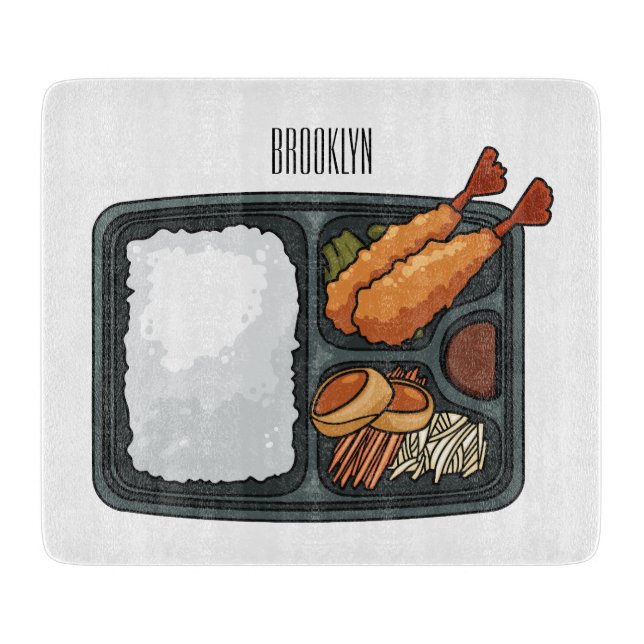 Bento Cartoon Illustration Schneidebrett (Vorderseite)