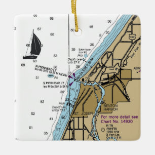 Benton Harbour MI Nautical Chart Keramikornament