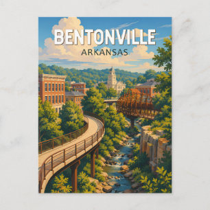 Bentonville Arkansas Illustration Reise Kunst Postkarte