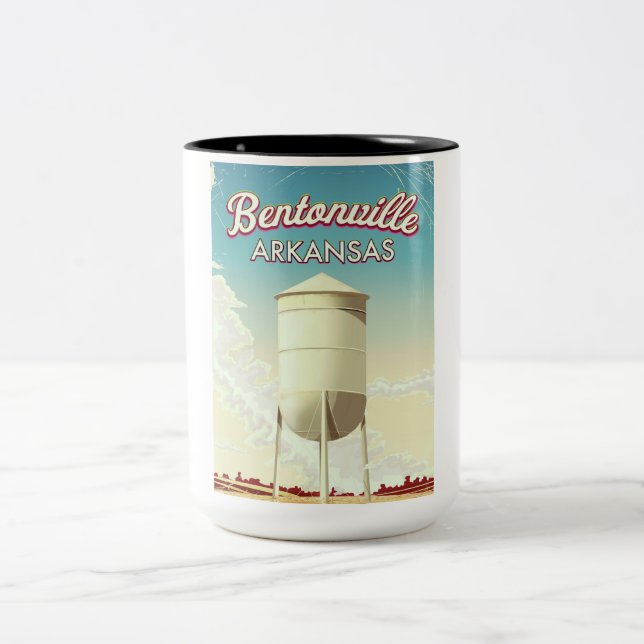 Bentonville, Arkansas Reiseplakat. Zweifarbige Tasse (Mittel)