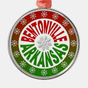 Bentonville Arkansas Rot-Grün-Ornament Silbernes Ornament