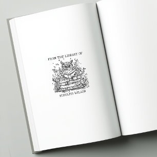 Benutzerdefinetes Bibliotheks-Eulen-Exlibris Gummistempel