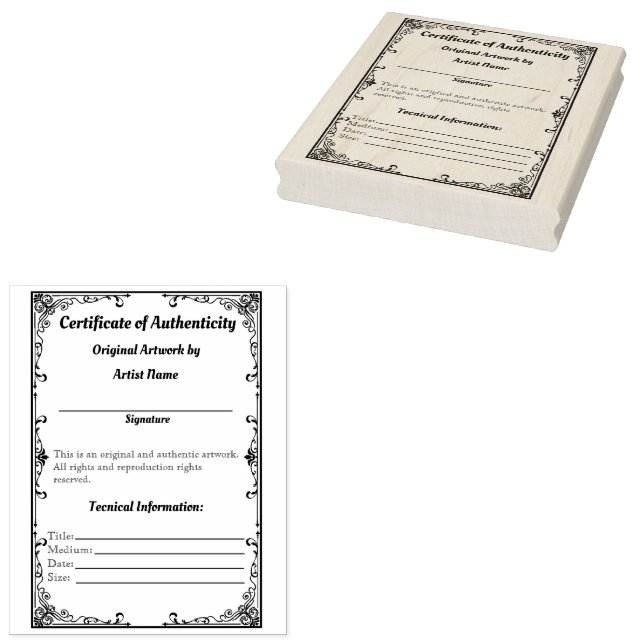 Benutzerdefinierbare Artwork-Authentifizierung Dru Gummistempel (Stempel)