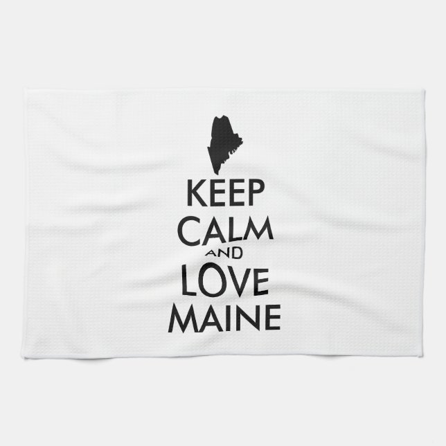 Benutzerdefinierbare CALM- und LIEBE-MAINE (BEHALT Küchentuch (Horizontal)