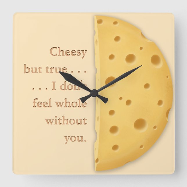 Benutzerdefinierbare Cheesy Message Charming Tromp Quadratische Wanduhr (Vorderseite)