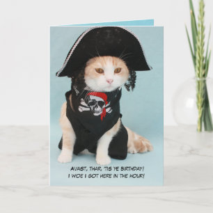 Benutzerdefinierbare Funny Pirate Cat Karte