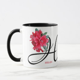 Benutzerdefinierbare Heldenname rote Blume trendy  Tasse