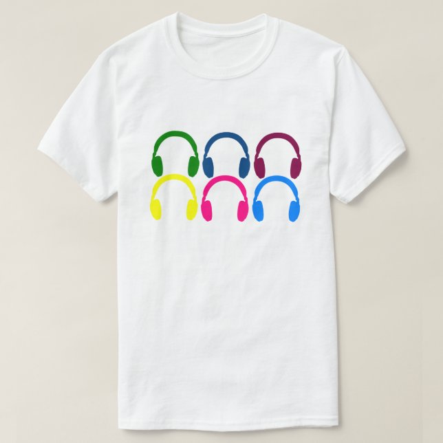 Benutzerdefinierbare Neon Rainbow-Kopfhörer T-Shirt (Design vorne)