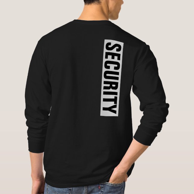 Benutzerdefinierbare Text-Mens Schwarzweiß-Sicherh T-Shirt (Rückseite)