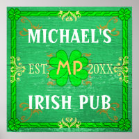 Benutzerdefinierbare Zuhause Bar Irish Pub Green