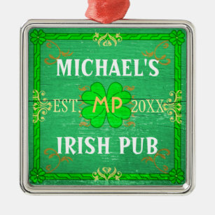 Benutzerdefinierbare Zuhause Bar Irish Pub Green Silbernes Ornament