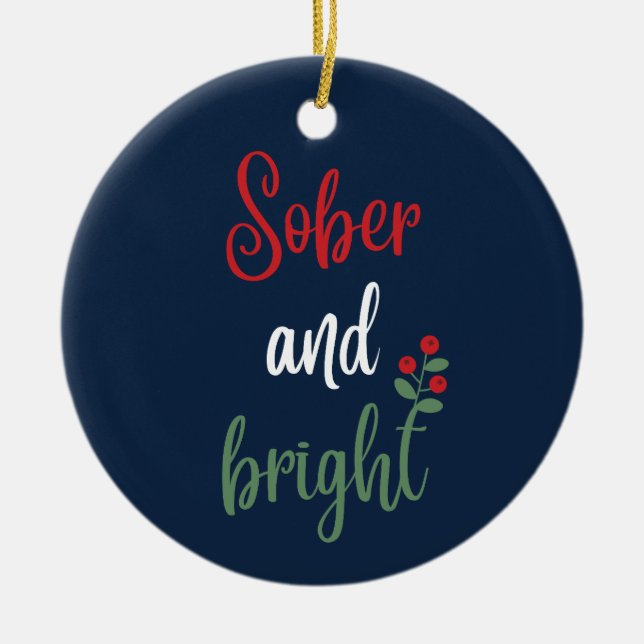 Benutzerdefinierbarer Name Sober Christmas Keepake Keramik Ornament (Vorne)