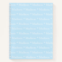 Benutzerdefinierbares Namensmuster hellblaues weiß Notizbuch