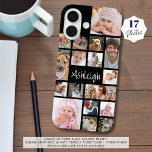 Benutzerdefiniert 17 Foto Collage Your Color iPhone 16 Hülle<br><div class="desc">Erstellen Sie Ihr eigenes personalisiertes, benutzerdefiniertes Foto-Handy-Gehäuse mit diesem Foto Collage Template mit 17 Bildern in verschiedenen Formen und Größen, um eine Vielzahl von Bildern und Ihren Namen, Monogramm oder anderen Text in Ihrer Auswahl von Schriftart-Stilen (in einer modernen handgeschriebenen Typografie in weiß auf schwarz gezeigt). TELEFONOPTIONEN: Das Beispiel wird...</div>