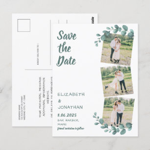 Benutzerdefiniert 3 Foto Eukalyptus Wedding Save t Postkarte