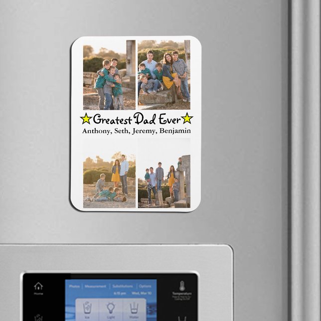 Benutzerdefiniert 4 Foto Bester Vater je Vatertag Magnet (Custom 4 Photo Greatest Dad Ever Father's Day Magnet)