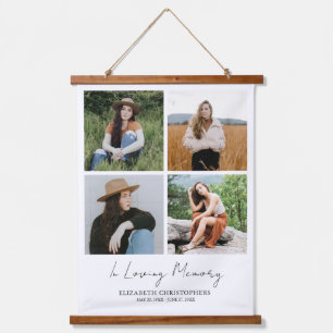 Benutzerdefiniert 4 Foto Collage Beerdigung in Lov Wandteppich Mit Holzrahmen
