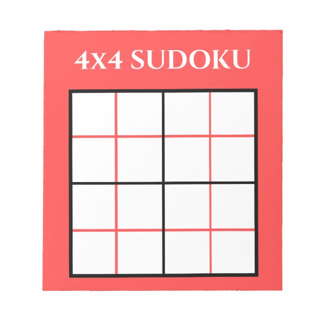 Benutzerdefiniert 4 x 4 Sudoku Template Red Notizblock (Vorderseite)