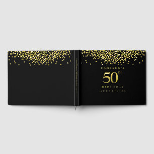 Benutzerdefiniert 50. Geburtstag elegant schwarz G Gästebuch