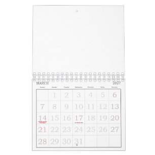 Benutzerdefiniert 5,5" L x 7" B Große Zahlen Voll Kalender