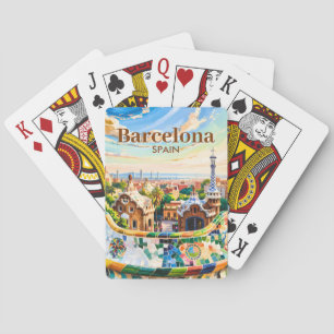 Benutzerdefiniert Barcelona Spanien Aquarell Park  Spielkarten