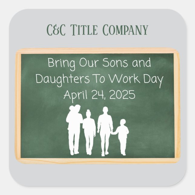 Benutzerdefiniert bringen Ihre Söhne zur Arbeit Quadratischer Aufkleber (Vorderseite)