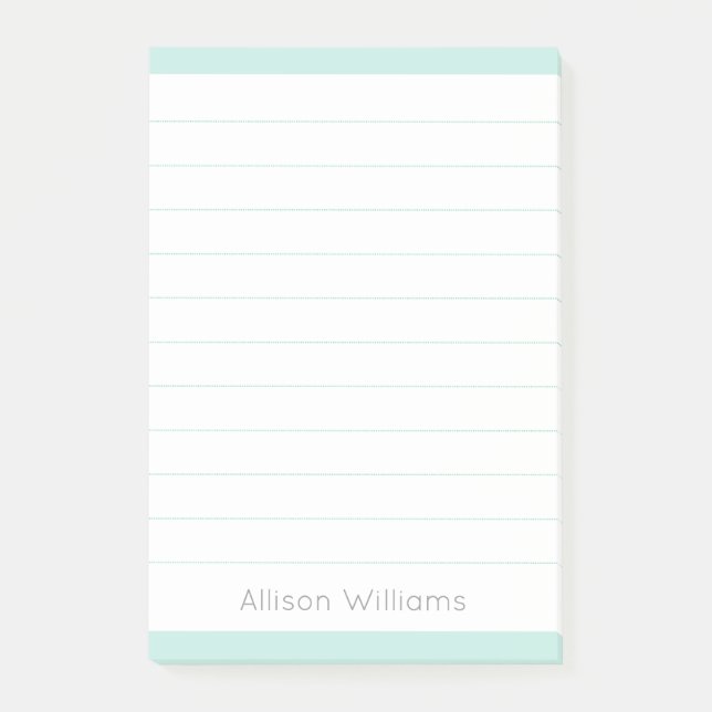 Benutzerdefiniert Clean Aqua Blau Lined Post-it Klebezettel (Vorderseite)