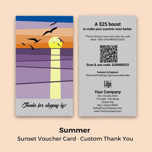Benutzerdefiniert Dankeschön Text ・ Sunset Voucher (Custom Thank You Text · Sunset Voucher Card)