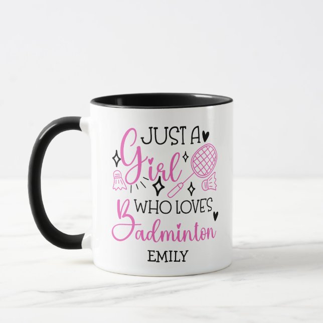 Benutzerdefiniert Dieses Mädchen liebt Badminton R Tasse (Links)