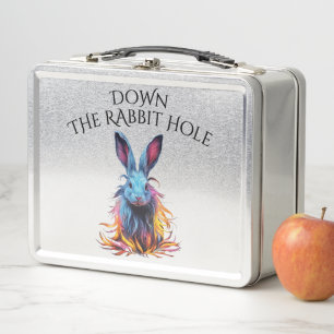 Benutzerdefiniert Down the Rabbit Hole Blue Bunny Metall Brotdose