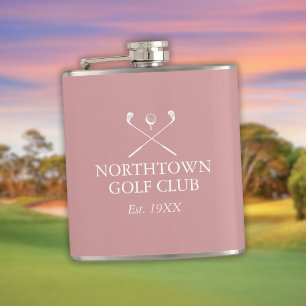 Benutzerdefiniert Dusty Rose Pink Golf Club Name Flachmann