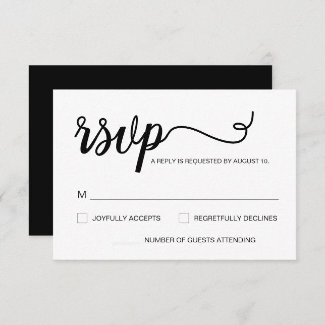 Benutzerdefiniert Einfache Elegante Script-Antwort RSVP Karte (Vorne/Hinten)
