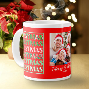 Benutzerdefiniert Festlich Rot Grün Weihnachten Fo Jumbo-Tasse
